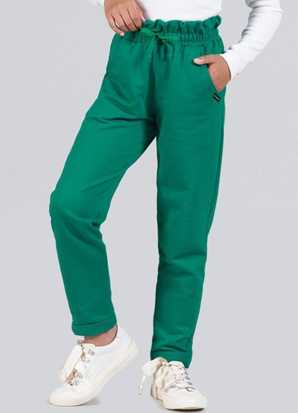 Vista 2 Calça Infantil Menina Moletinho Clochard Verde Soft Bonni Soft Bonni