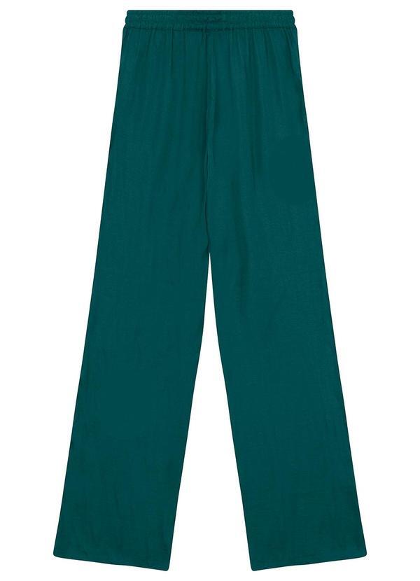 Calça Wide Leg Acetinada Verde Petróleo