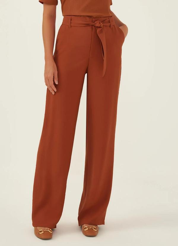 Calça Wide Leg com Cós Clochard Terracota Nay