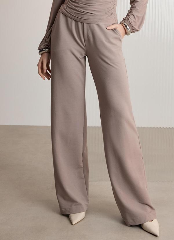 Calça Wide Leg em Moletom Denim Cinza