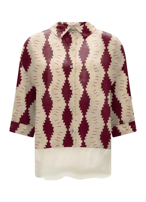 Camisa Mullet com Mangas 3/4 Bordo