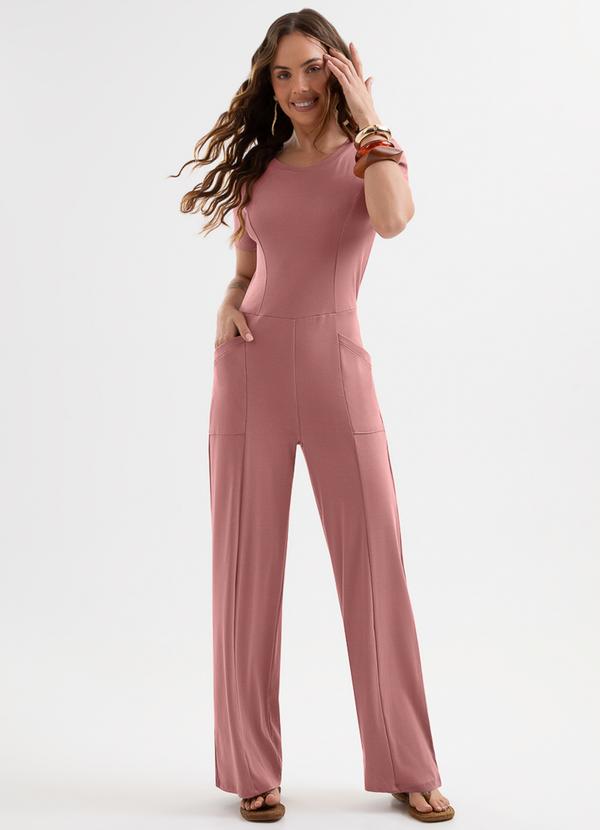 Macacão Feminino em Algodão Rosa