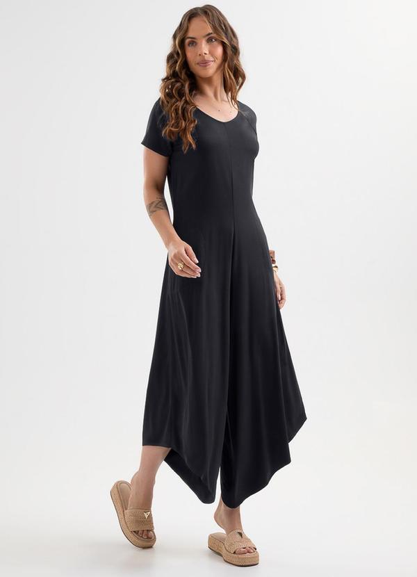 Macacão em Viscose com Elastano Preto