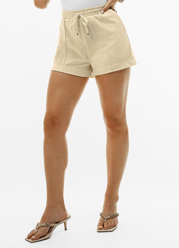 Short em Moletom Colmeia Bege