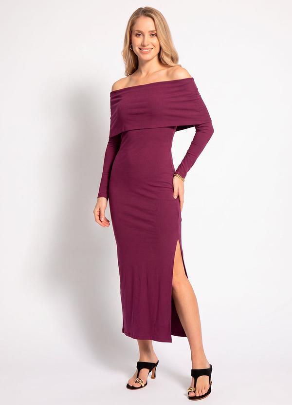 Vestido Canelado Roxo