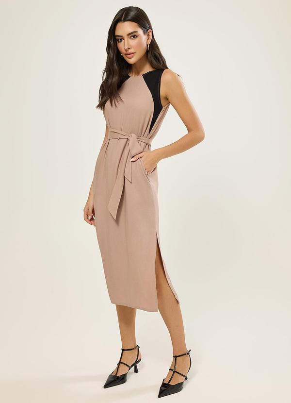 Vestido Midi com Bolsos Chestnut