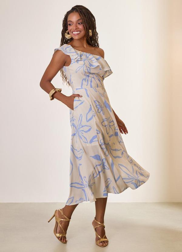 Vestido Midi Estampa Exclusiva Ceu Acinzentado