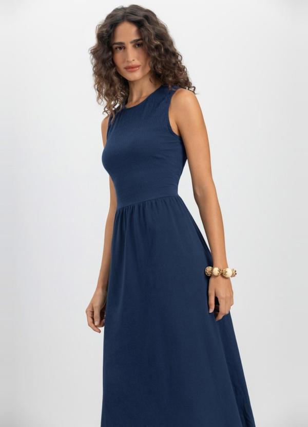 Vestido Midi Feminino em Malha Azul