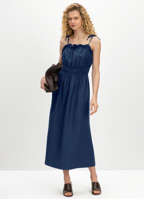 Vestido Midi Feminino em Viscose Azul