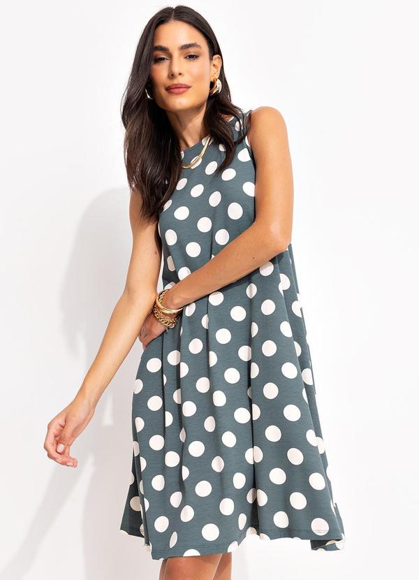 Vestido Poá Grafite em Malha de Viscose