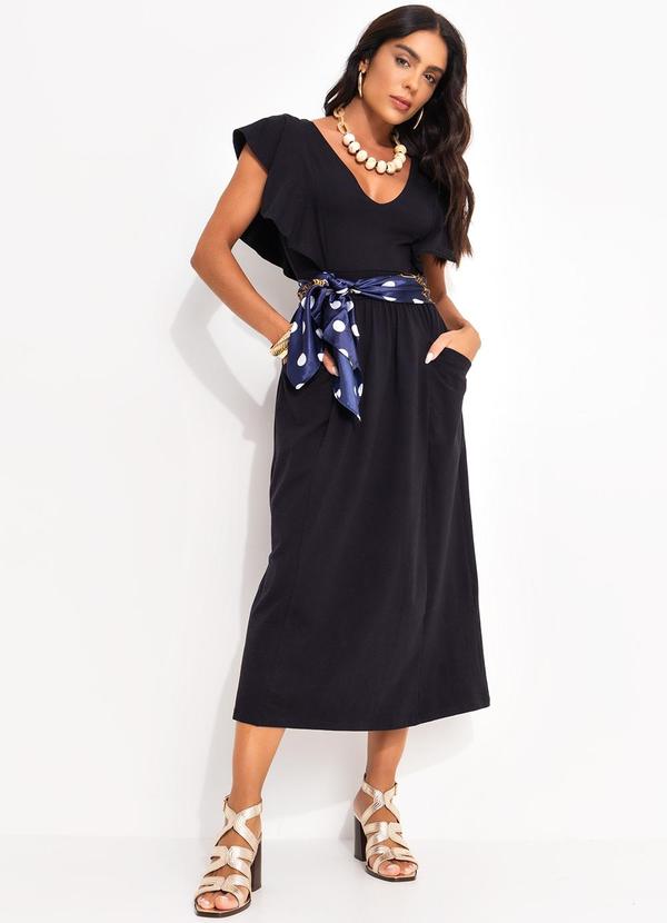 Vestido Preto em Malha de Viscose