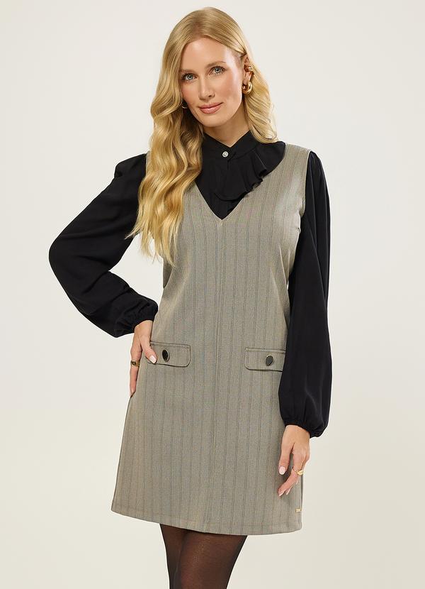 Vestido sem Manga Alfaiataria Listrada Cru
