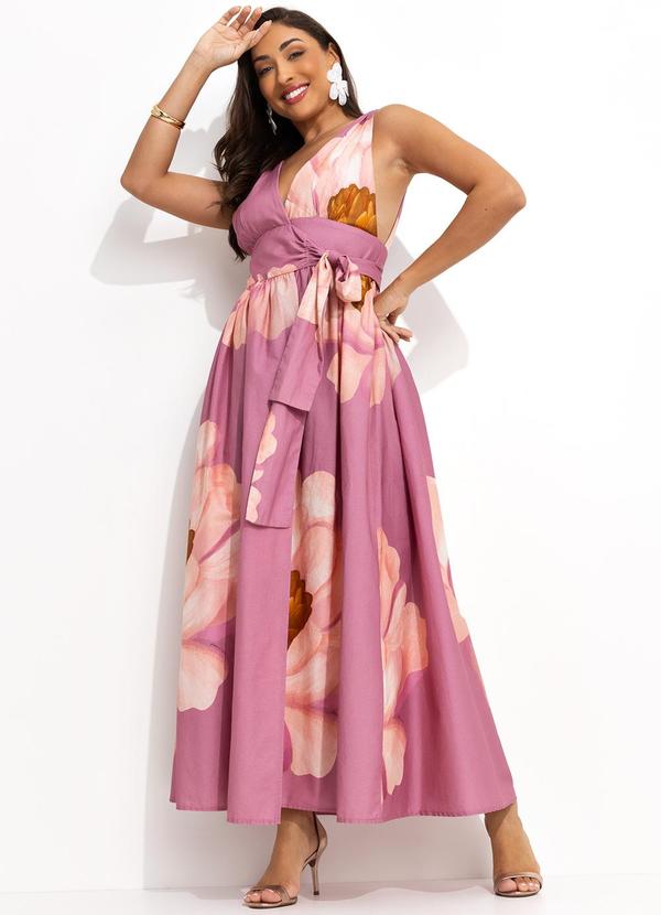 Vestido Transpassado Chita Bella Flor Rosa