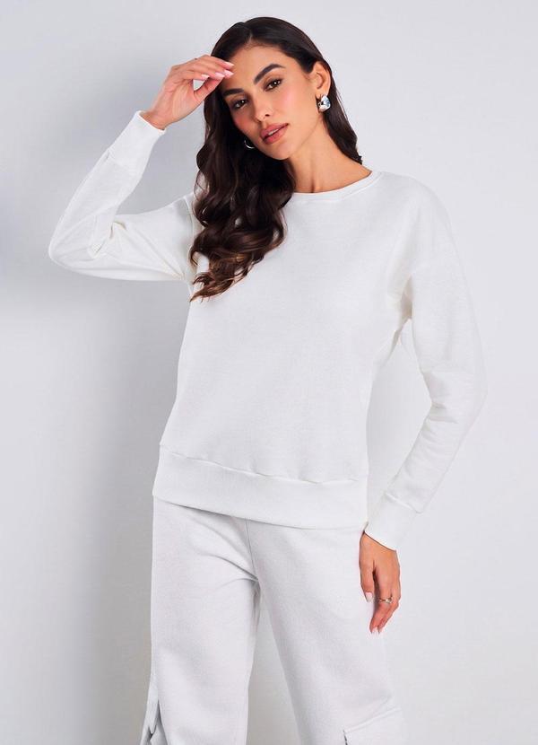 Blusa Comfy Moletom Peluciado Off White