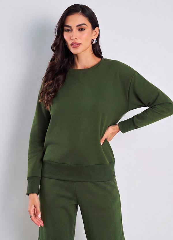 Blusa Comfy Moletom Peluciado Verde Militar