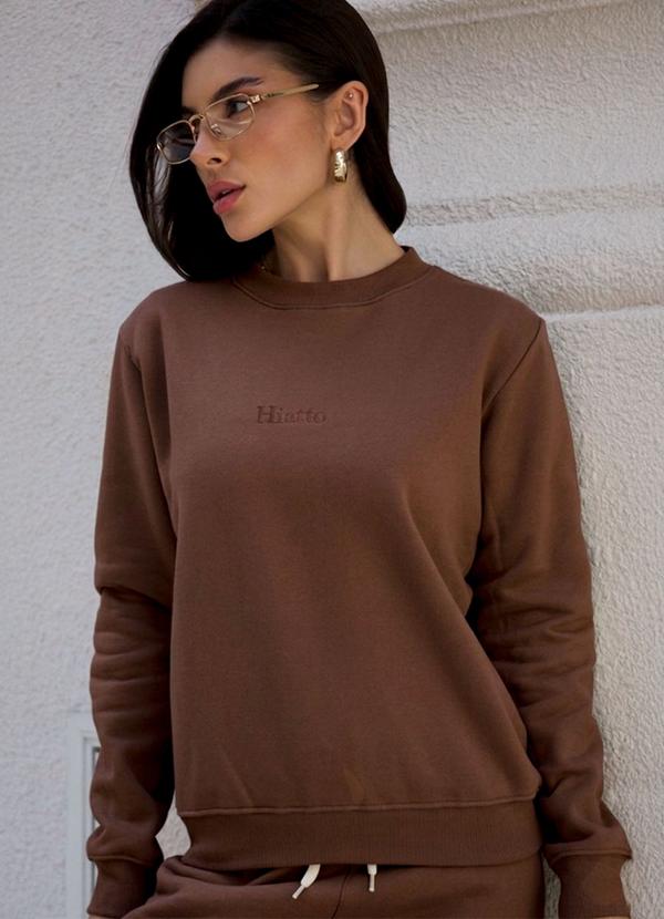 Blusa de Moletom Feminina Tradicional Marrom