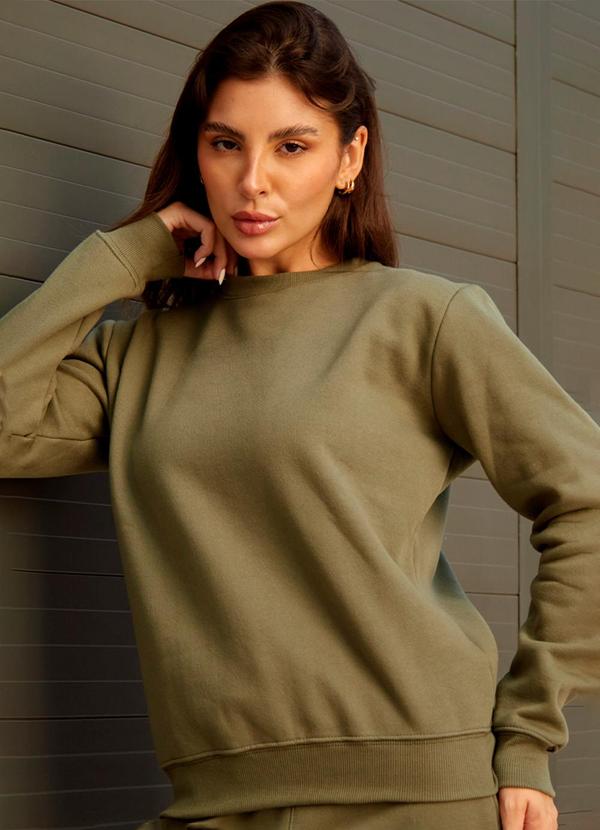 Blusa de Moletom Peluciado Feminino Verde