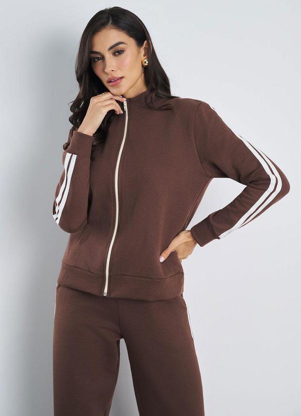 Blusa List Moletom Peluciado Marrom