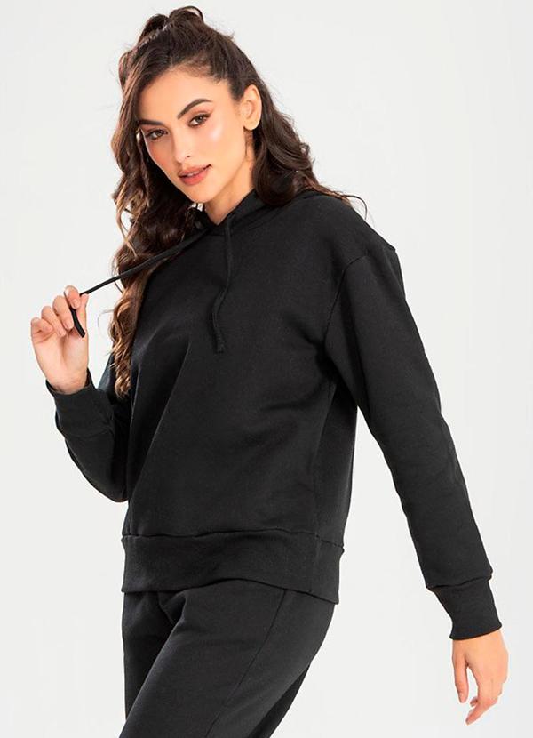 Blusa Moletom Oversized Kally Preto