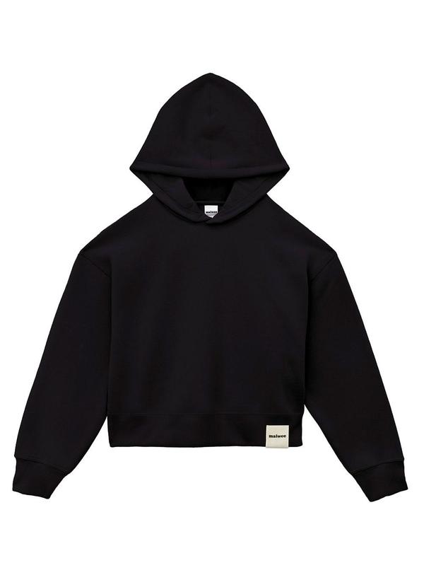 Blusão Amplo em Moletom com Capuz Preto