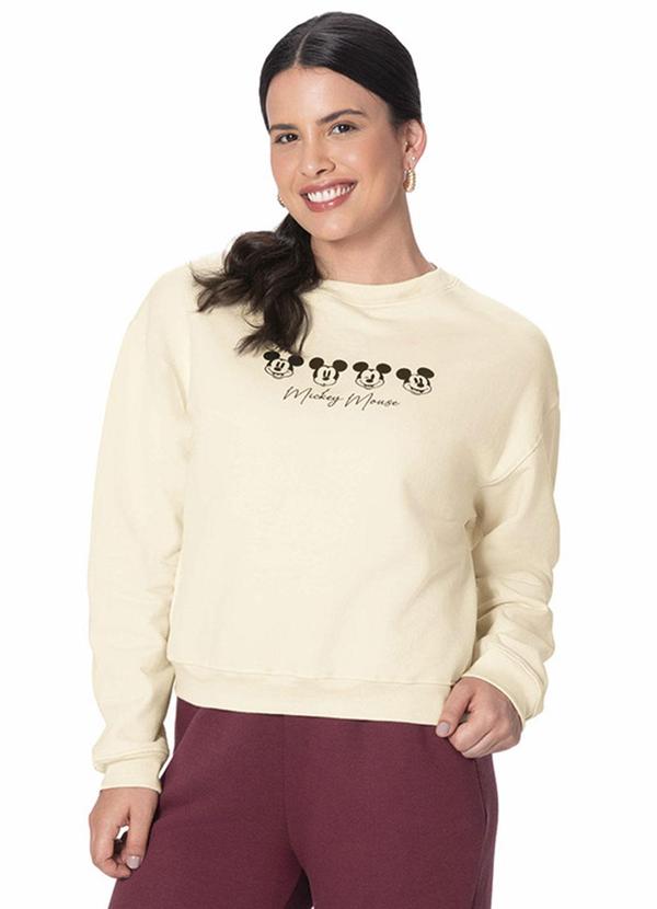 Blusão Amplo Mickey Mouse® em Moletom Off White