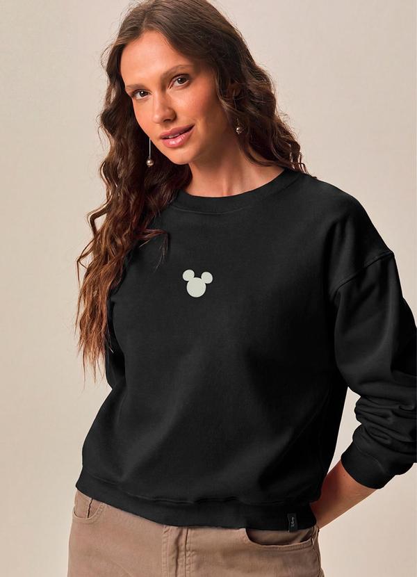 Blusão Amplo Mickey Mouse® em Moletom Preto