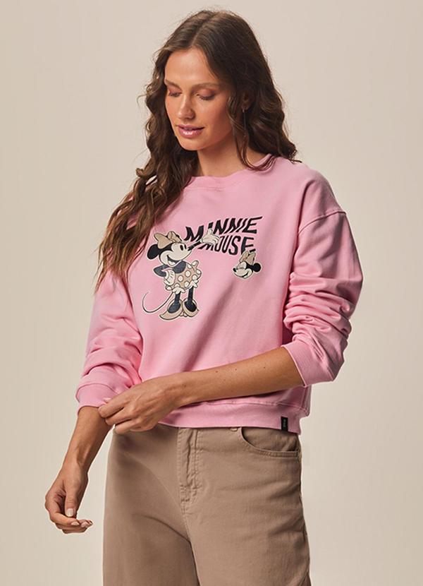 Blusão Amplo Minnie Mouse® em Moletom Rosa
