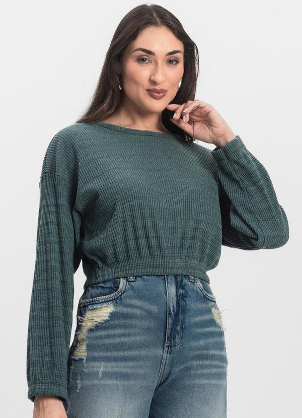 Blusão Canelado com Elástico Ody Malhas Verde