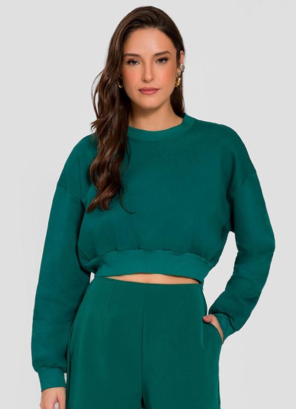Blusão Cropped em Moletom Verde
