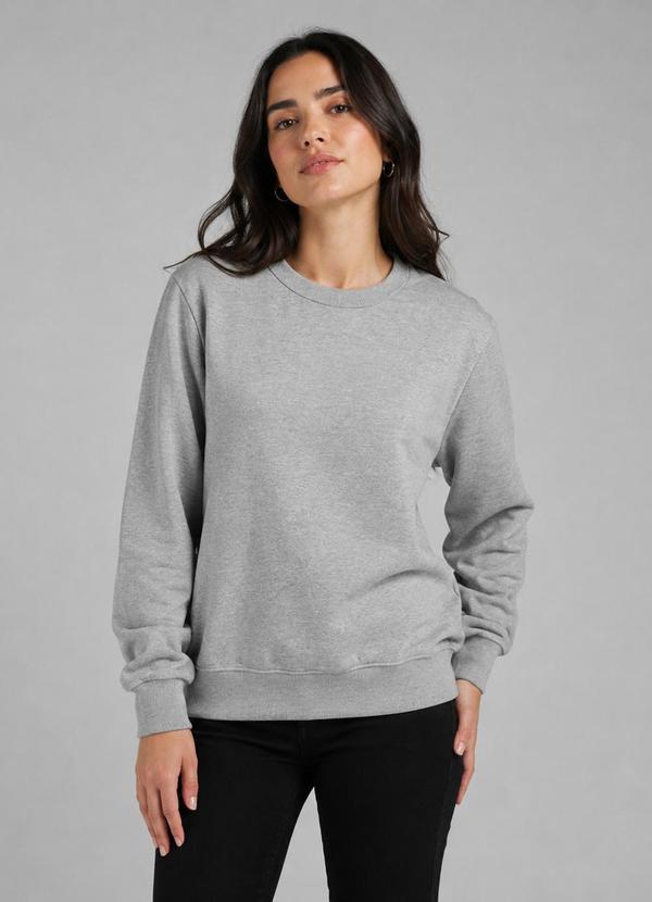 Blusão Feminino Básico de Moletom Cinza