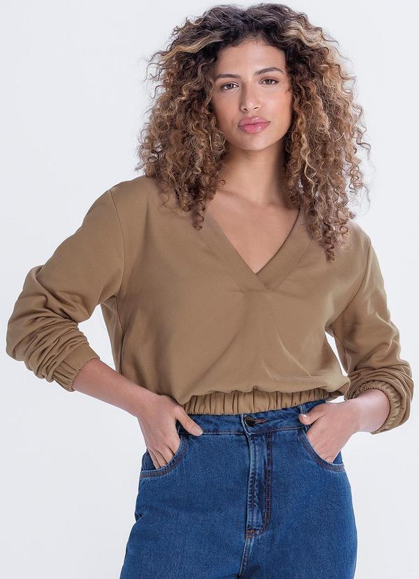 Blusão Feminino de Moletom Felpado Marrom