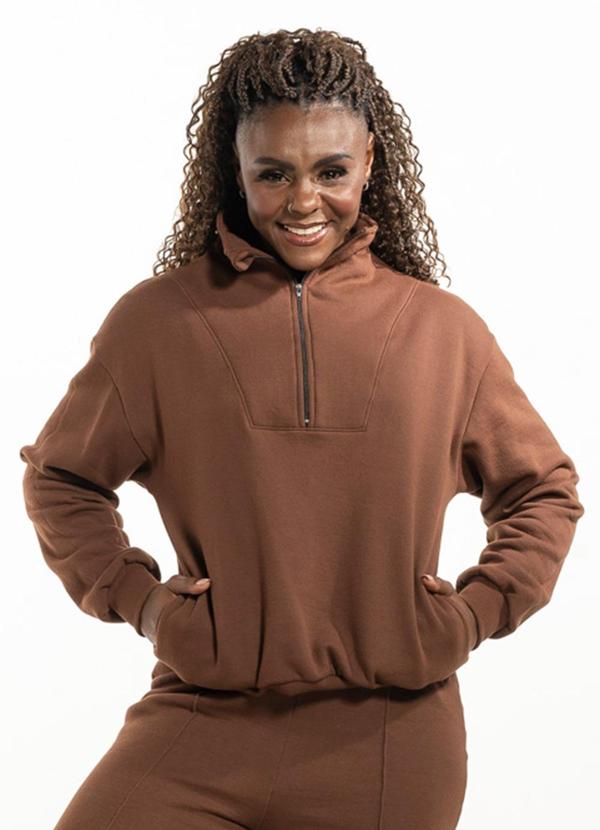 Blusão Feminino Gola Alta Marrom