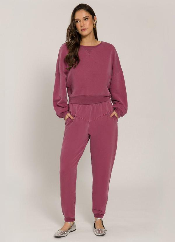 Blusão Oversized de Moletom Estonado Roxo