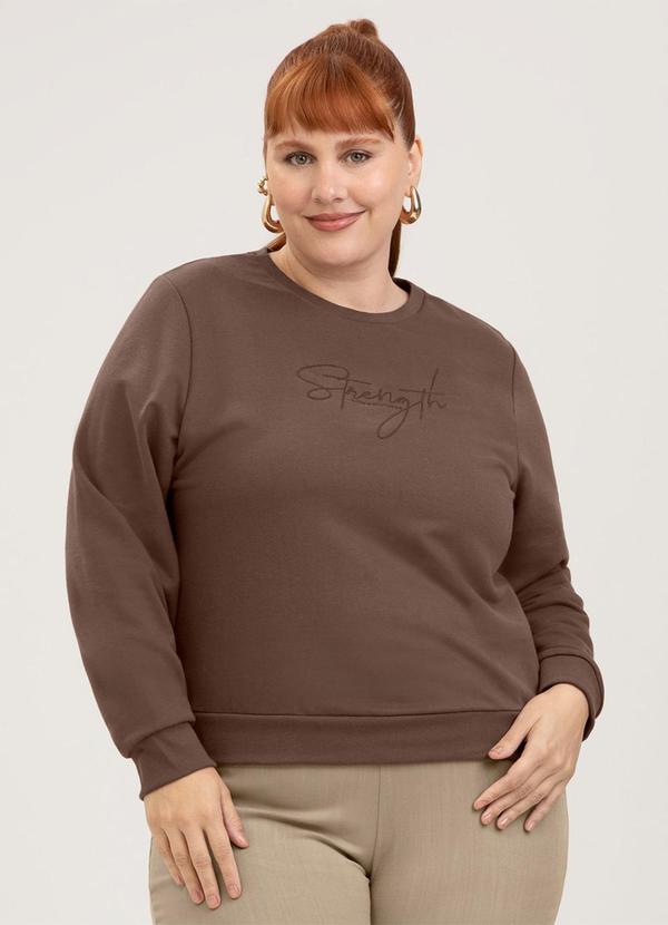 Blusão Plus Size em Moletom Marrom Escuro