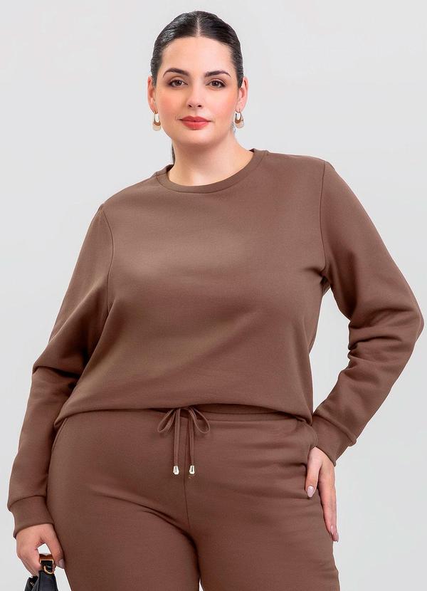 Blusão Plus Size em Moletom Marrom