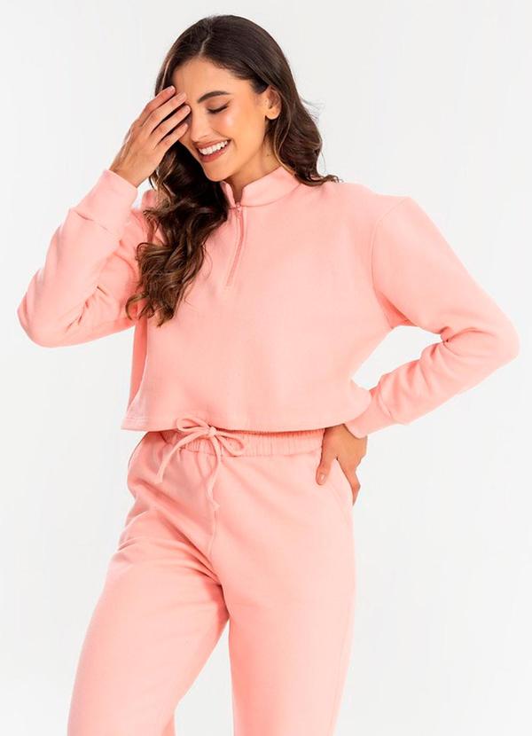 Cropped Moletom Gola Alta Blush