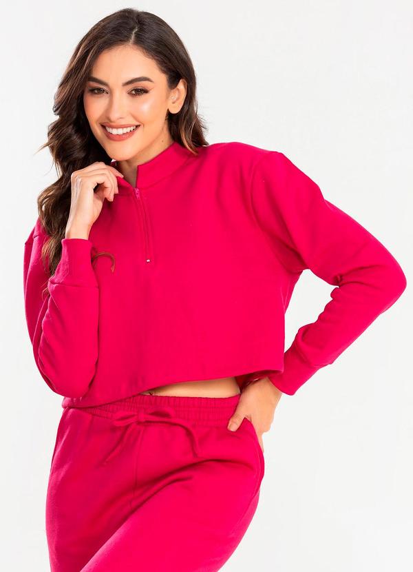 Cropped Moletom Gola Alta Pink