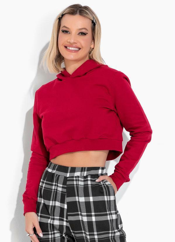 Vista 2 Moletom Vermelho com Capuz e Mangas Longas Moda Pop Moda Pop