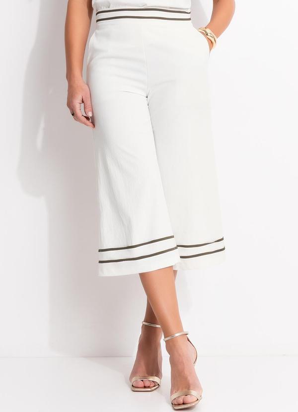 Calça Off White em Crepe Plano