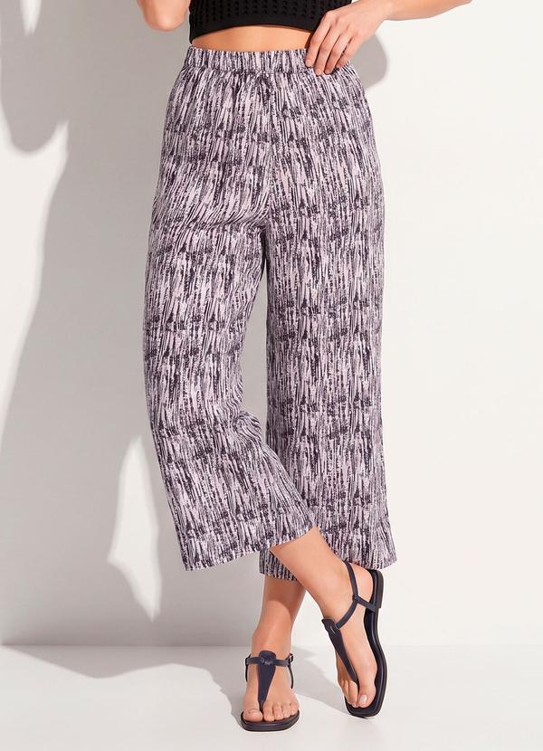 Calça Poá Abstrato em Crepe Plano