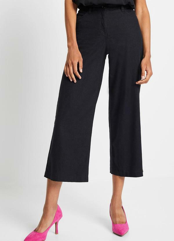Calça Preta em Jeans de Algodão com Sarja.