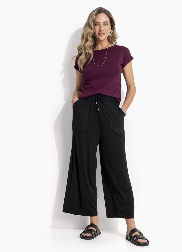 Calça Preto em Malha de Viscose