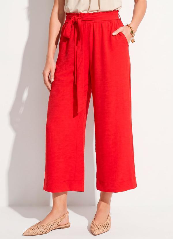 Calça Vermelha em Viscose Slub Prime