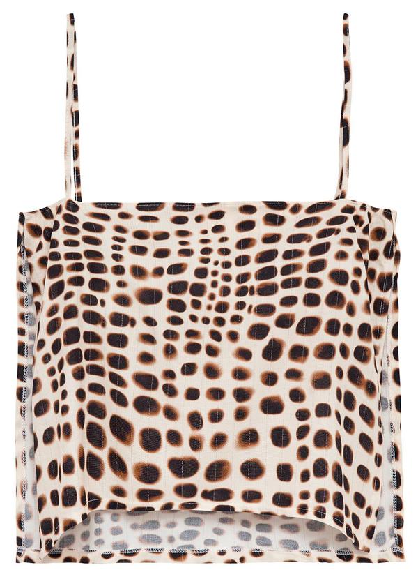 Blusa Ampla Animal Print Off White