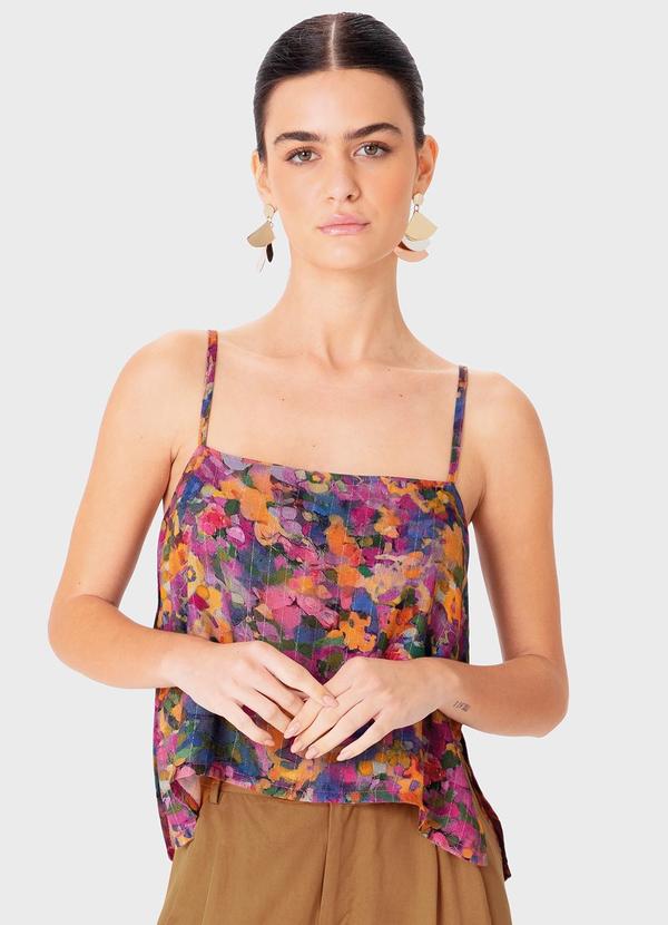 Vista 2 Blusa Ampla Floral Fúcsia Enfim Enfim