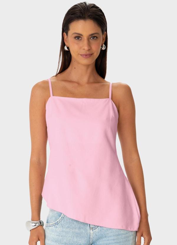 Blusa Assimétrica em Viscose Rosa Claro