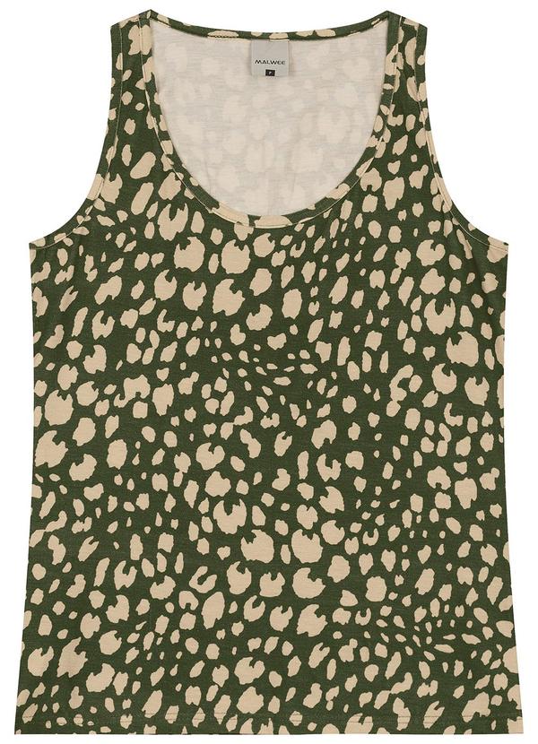 Vista 2 Blusa Básica Animal Print Verde Musgo Malwee Malwee