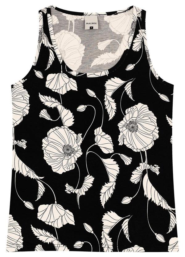 Vista 2 Blusa Básica Floral Preto Malwee Malwee