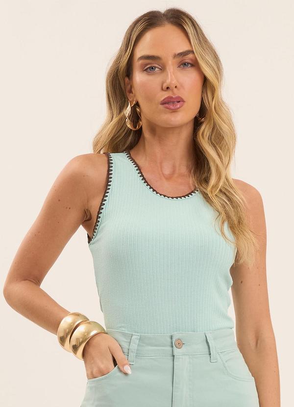 Vista 2 Blusa Canelada Romantic Azul Doce Trama Doce Trama