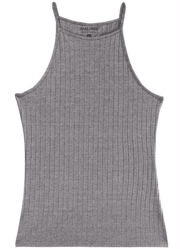 Vista 2 Blusa Cinza Escuro Cavada Canelada Malwee Malwee